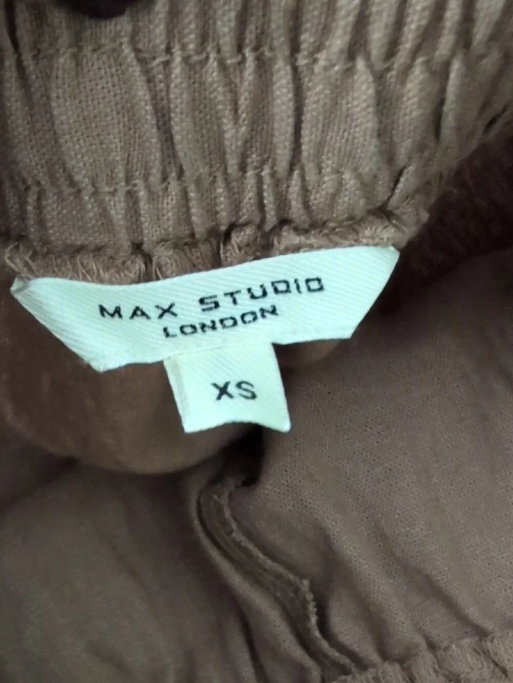 Max Studio Beige Wide-Leg Drawstring Pants - Picture 2 of 3